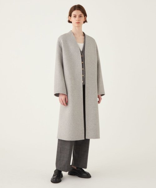 【一部WEB限定】ダブルフェイスメルトンビーバー ノーカラーコート 