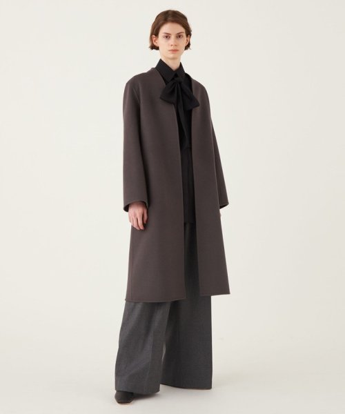 【一部WEB限定】ダブルフェイスメルトンビーバー ノーカラーコート 