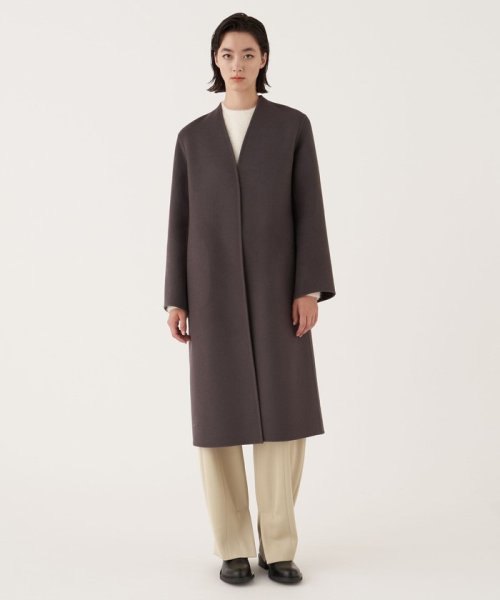 【一部WEB限定】ダブルフェイスメルトンビーバー ノーカラーコート 