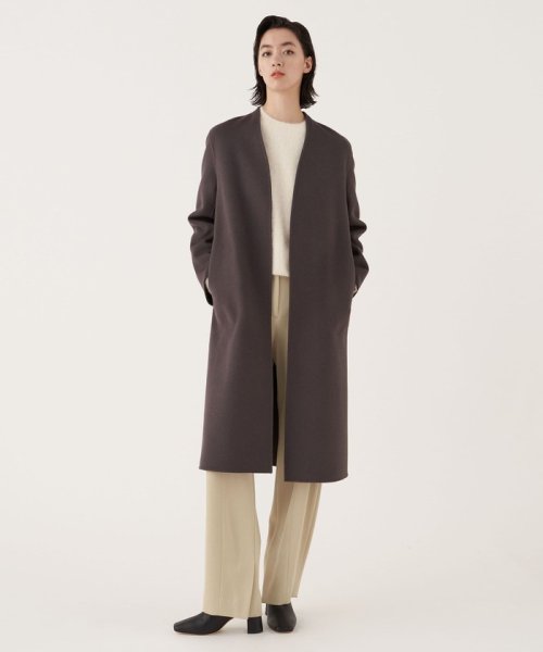 【一部WEB限定】ダブルフェイスメルトンビーバー ノーカラーコート 