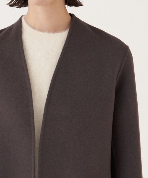 【一部WEB限定】ダブルフェイスメルトンビーバー ノーカラーコート 