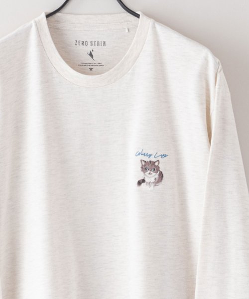 JEANS MATE(ジーンズメイト)/【ZEROSTAIN】刺繍 ロンT 汗染みの目立たない Tシャツ 撥水 防汚 UVカット 紫外線対策 犬 猫/img11