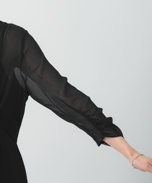 楊柳シアーロングドレス 商品説明【優雅なムード漂う、シアーロングドレス】ボリュームスリーブで程良い甘さをプラスした、上品なシアー感が魅力的なドレス。楊柳の凹凸が大人可愛く、滑らかな素材感もポイントです。バックス M1439625116(11000円)