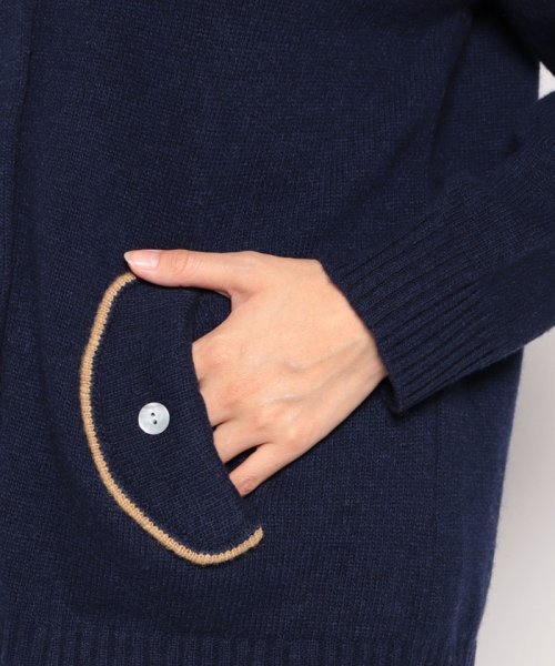 7G 天竺配色 襟タブ付き ニットジャケット 