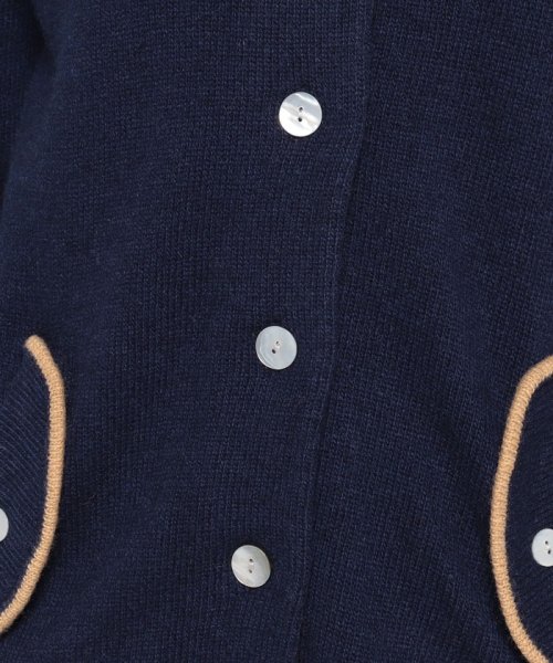 7G 天竺配色 襟タブ付き ニットジャケット 