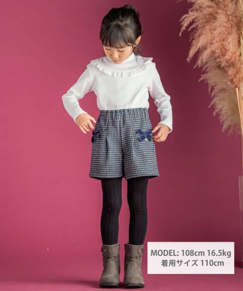 BeBe Petits Pois Vert(ベベ プチ ポワ ヴェール)/【店舗限定】リボンチェック柄キュロットパンツ(100~150cm)/img01