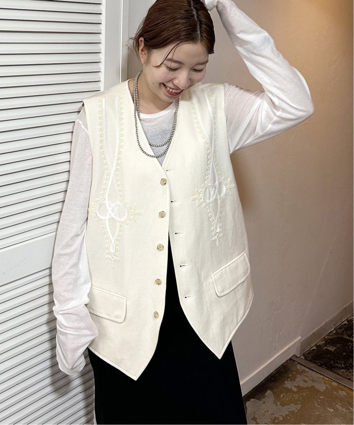 トップス OFFTHECUFF 23aw VELOR CODE EMB GILET VELOR CODE EMB GILET – OFFTHECUFF