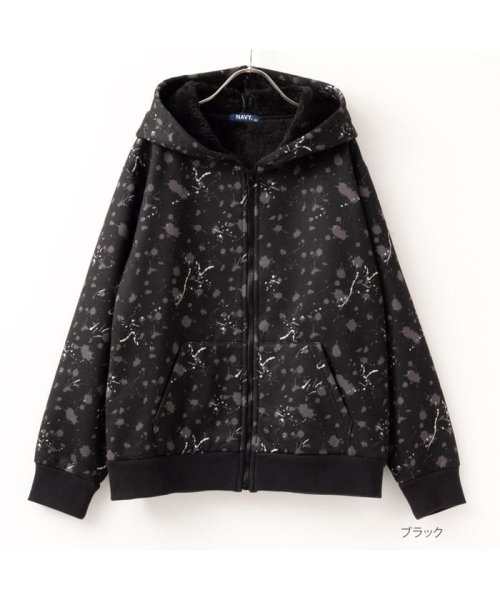 MAC HOUSE(kid's)(マックハウス（キッズ）)/NAVY ネイビー 温℃ 裏ボア総柄ジップアップパーカー キッズ MAB23359/img02