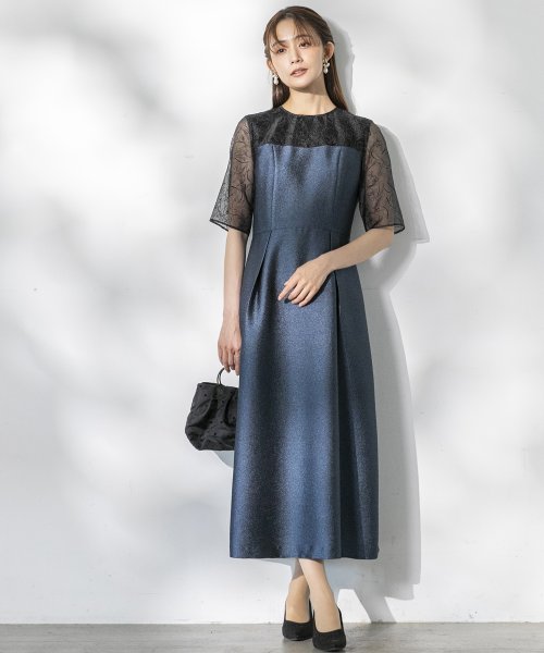 form forma(フォルムフォルマ)/【kaene】《formforma別注》 フロッキー×ジャガード ワンピース/結婚式/お呼ばれ/パーティー/クルーズ/発表会/img05