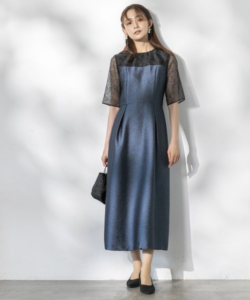 form forma(フォルムフォルマ)/【kaene】《formforma別注》 フロッキー×ジャガード ワンピース/結婚式/お呼ばれ/パーティー/クルーズ/発表会/img09