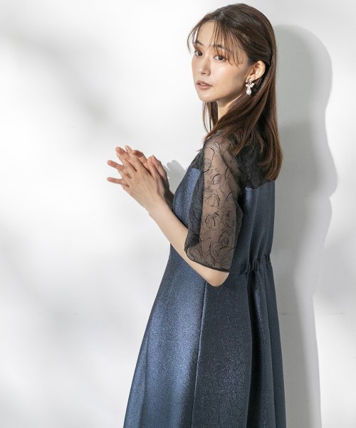 form forma(フォルムフォルマ)/【kaene】《formforma別注》 フロッキー×ジャガード ワンピース/結婚式/お呼ばれ/パーティー/クルーズ/発表会/img11