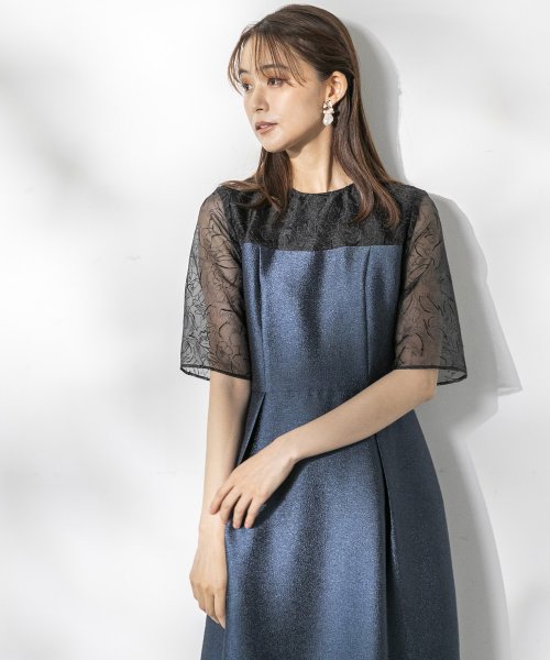 form forma(フォルムフォルマ)/【kaene】《formforma別注》 フロッキー×ジャガード ワンピース/結婚式/お呼ばれ/パーティー/クルーズ/発表会/img14