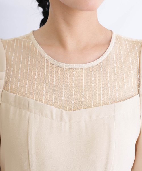 リボンベルトパフスリーブドレス 