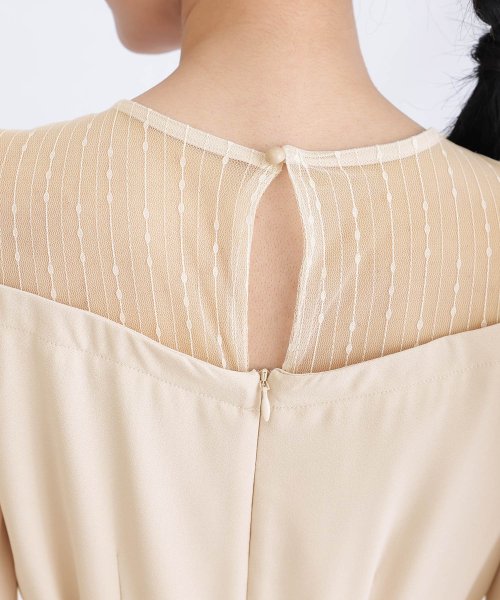 リボンベルトパフスリーブドレス 