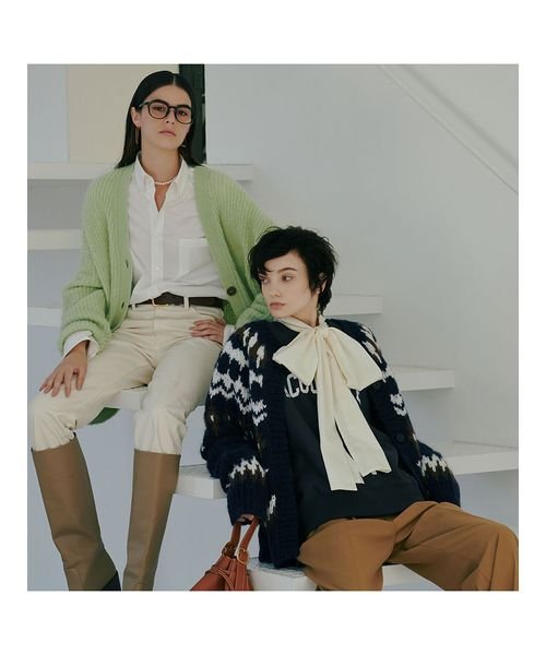 シェルボタンモヘヤシャギーカーデ 予めご了承ください