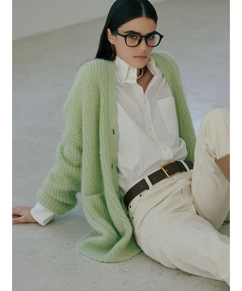 シェルボタンモヘヤシャギーカーデ 予めご了承ください