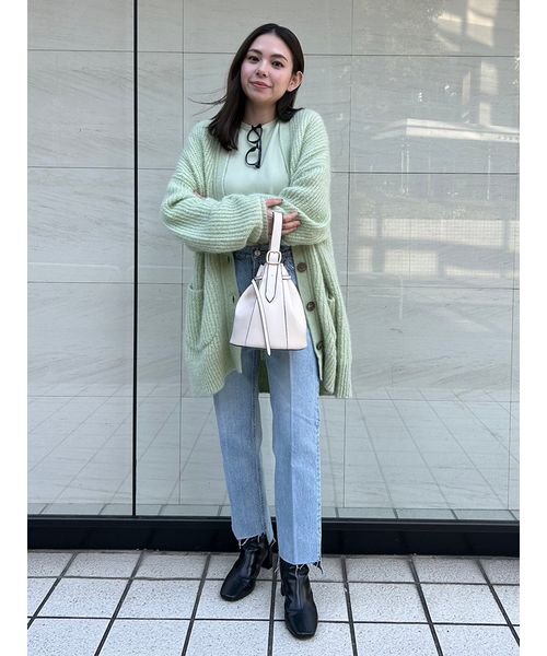 シェルボタンモヘヤシャギーカーデ 予めご了承ください