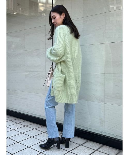 シェルボタンモヘヤシャギーカーデ 予めご了承ください