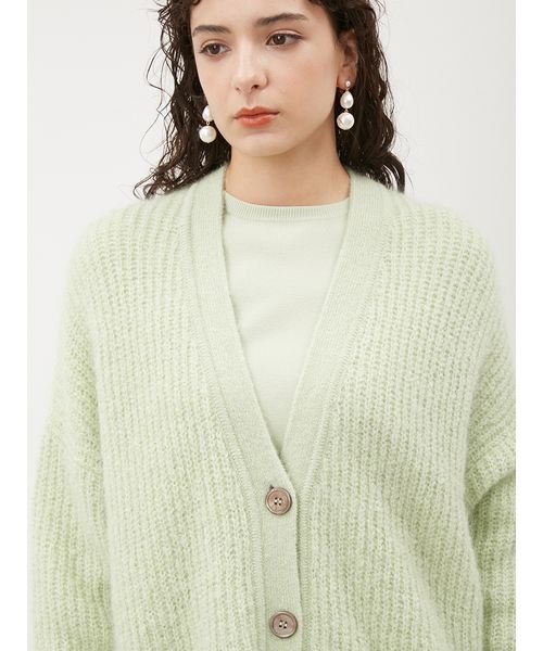 シェルボタンモヘヤシャギーカーデ 予めご了承ください