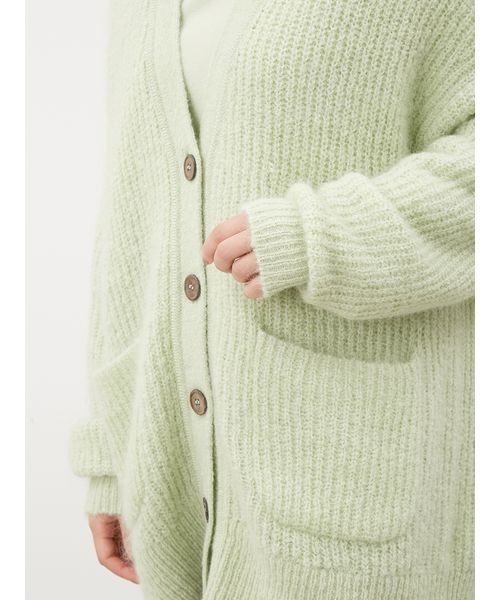 シェルボタンモヘヤシャギーカーデ 予めご了承ください