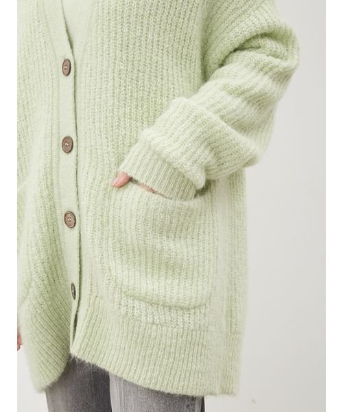 シェルボタンモヘヤシャギーカーデ 予めご了承ください