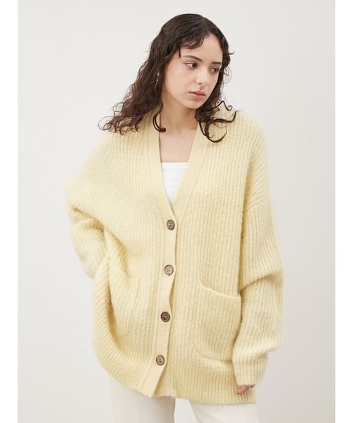 シェルボタンモヘヤシャギーカーデ 予めご了承ください