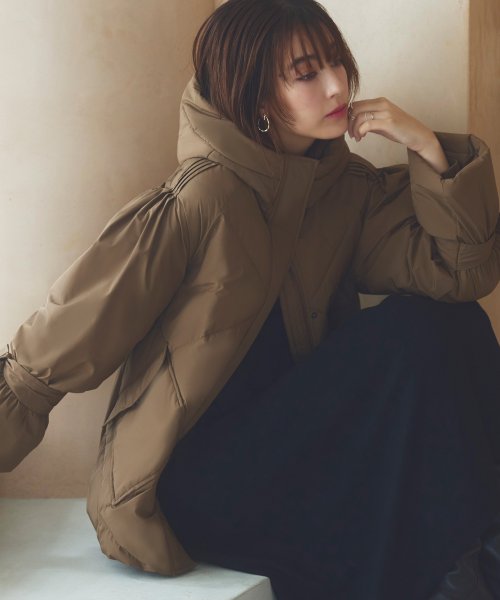 ライトサーモショルダーピンタック フーディーパテッドコート(D1269) フーディーパテッドコート D1269 ライトサーモショルダーピンタック ライトサーモ モカ 赤外線を吸収