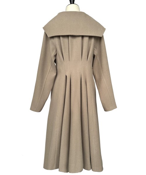 ウーリーストレッチ2wayバックタックロングノーカラーコート(K1267) K1267 ウーリーストレッチ2wayバックタックロングノーカラーコート ふくらみ感があり 保温効果も高めます ブラック