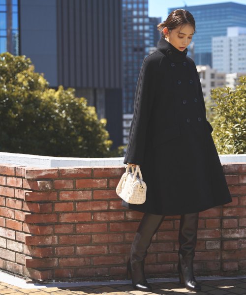 ニットメルトンスタンドカラーフレアコート(K1298) K1298 ふくらみ感があり 保温効果も高めます