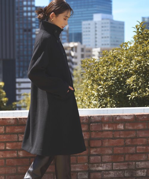 ニットメルトンスタンドカラーフレアコート(K1298) K1298 ふくらみ感があり 保温効果も高めます