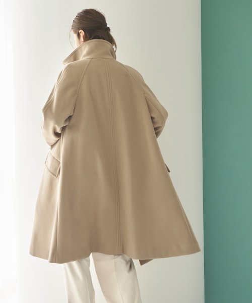 ニットメルトンスタンドカラーフレアコート(K1298) K1298 ふくらみ感があり 保温効果も高めます