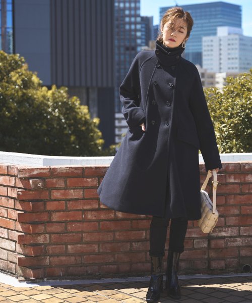 ニットメルトンスタンドカラーフレアコート(K1298) K1298 ふくらみ感があり 保温効果も高めます