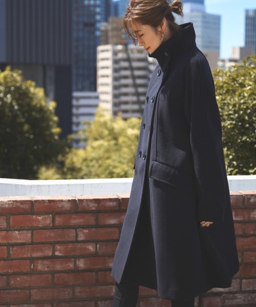 ニットメルトンスタンドカラーフレアコート(K1298) K1298 ふくらみ感があり 保温効果も高めます