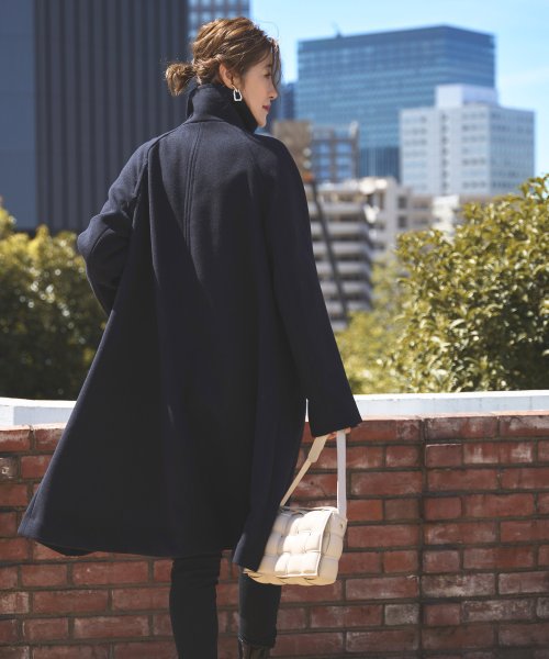 ニットメルトンスタンドカラーフレアコート(K1298) K1298 ふくらみ感があり 保温効果も高めます