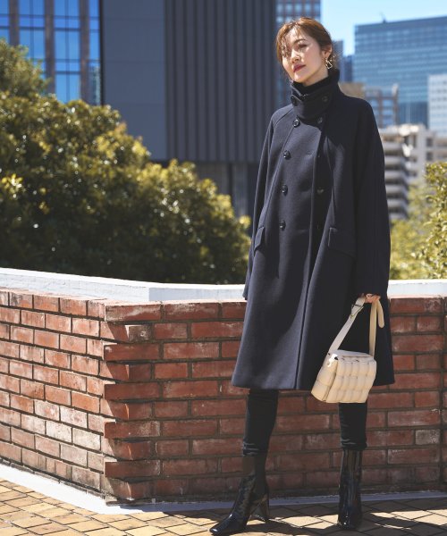 ニットメルトンスタンドカラーフレアコート(K1298) K1298 ふくらみ感があり 保温効果も高めます