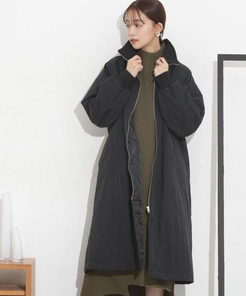 撥水加工・機能中綿 ジップアップリブロングコート 機能中綿 THERMOLITE TDOWN ECMD 予めご了承下さい