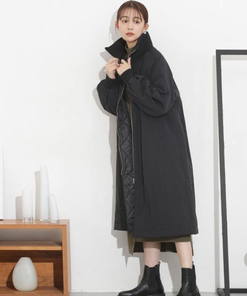 撥水加工・機能中綿 ジップアップリブロングコート 機能中綿 THERMOLITE TDOWN ECMD 予めご了承下さい