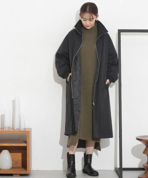 撥水加工・機能中綿 ジップアップリブロングコート 機能中綿 THERMOLITE TDOWN ECMD 予めご了承下さい