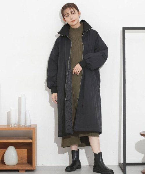 撥水加工・機能中綿 ジップアップリブロングコート 機能中綿 THERMOLITE TDOWN ECMD 予めご了承下さい