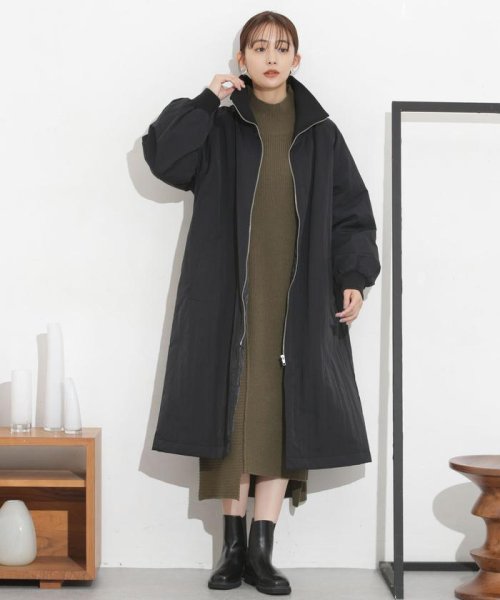 撥水加工・機能中綿 ジップアップリブロングコート 機能中綿 THERMOLITE TDOWN ECMD 予めご了承下さい