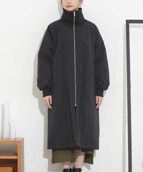 撥水加工・機能中綿 ジップアップリブロングコート 機能中綿 THERMOLITE TDOWN ECMD 予めご了承下さい