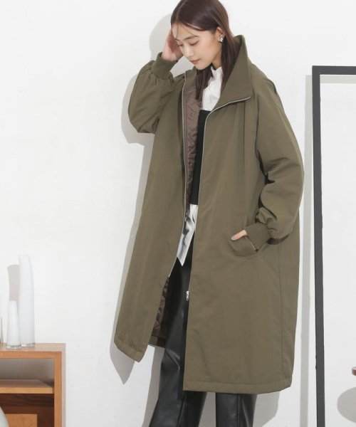 撥水加工・機能中綿 ジップアップリブロングコート 機能中綿 THERMOLITE TDOWN ECMD 予めご了承下さい