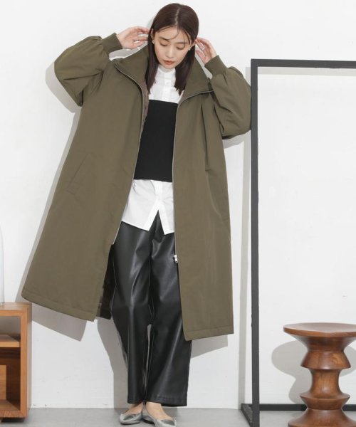 撥水加工・機能中綿 ジップアップリブロングコート 機能中綿 THERMOLITE TDOWN ECMD 予めご了承下さい