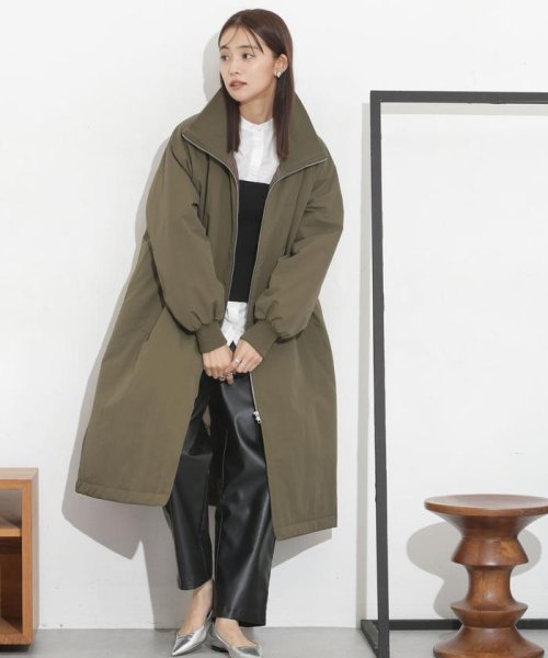 撥水加工・機能中綿 ジップアップリブロングコート 機能中綿 THERMOLITE TDOWN ECMD 予めご了承下さい