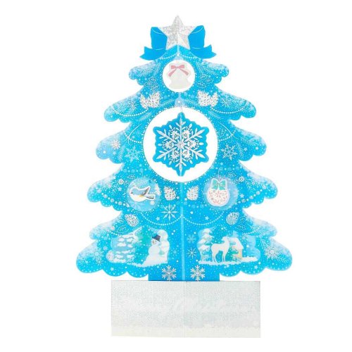 cinemacollection(シネマコレクション)/CHRISTMAS グリーティングカード クリスマスカード jx54－3 雪の結晶水色透明ツリー サンリオ プレゼント Xmasカード グッズ /img01