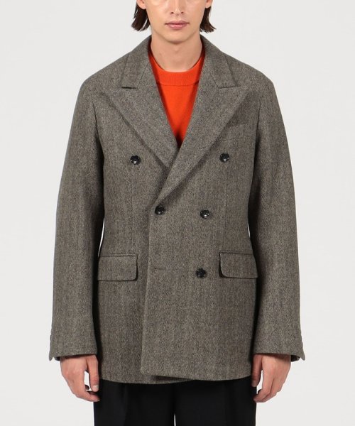 ウール ヘリンボーン ダブルブレステッド6Bジャケット 