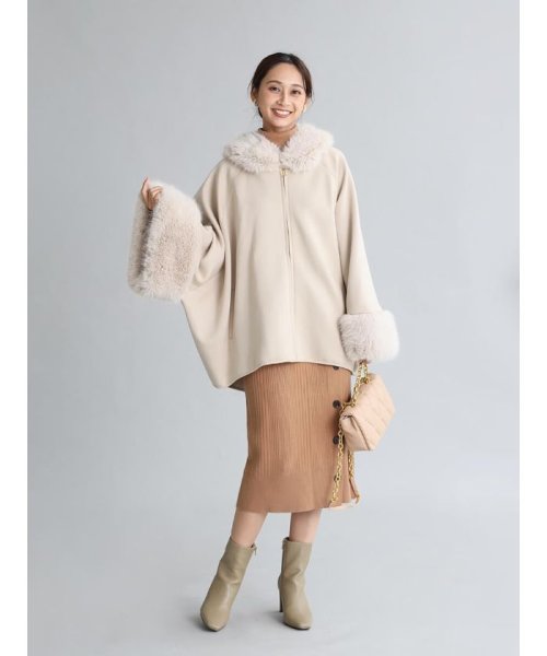 ポンチョライクファーコート 