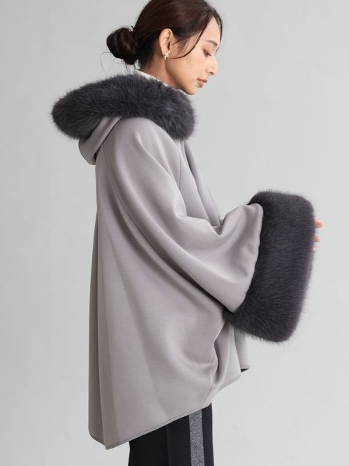 ポンチョライクファーコート 