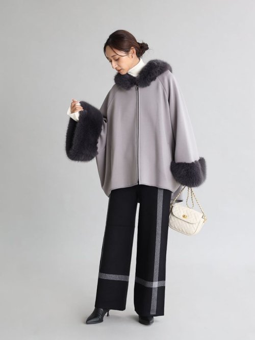 ポンチョライクファーコート 