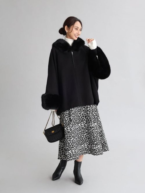 ポンチョライクファーコート 